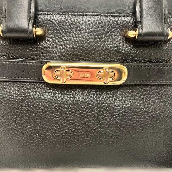 Coach Swagger 27 Carryall Satchel Bag Black Pebbled Leather Purse Gold Hardware - Picture 3 of 14